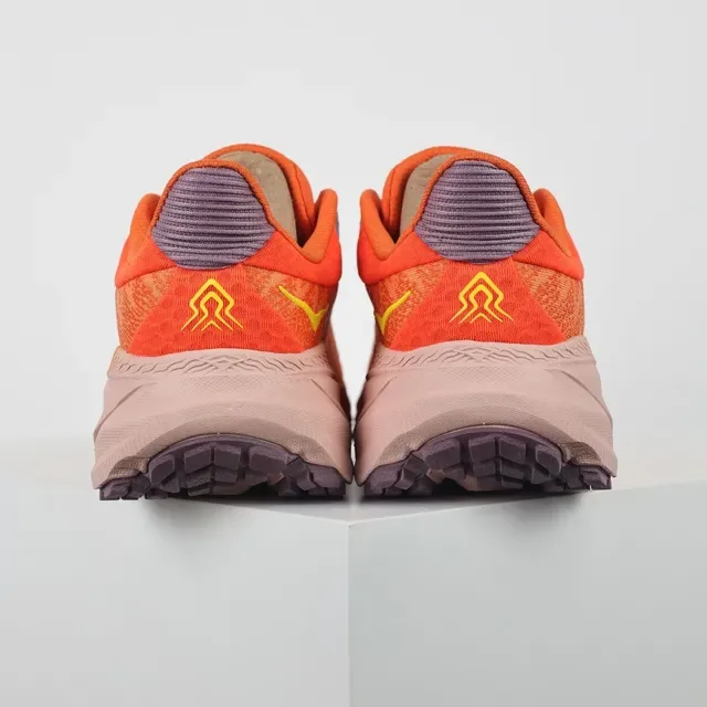 Hoka Orange Purple Engineered Knit Upper Thick Sculpted Midsole Running Shoes 8