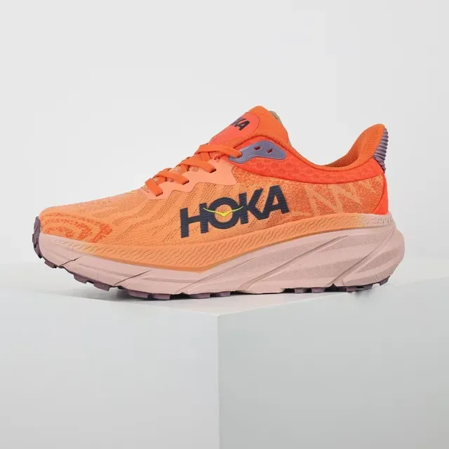 Hoka Orange Purple Engineered Knit Upper Thick Sculpted Midsole Running Shoes 9