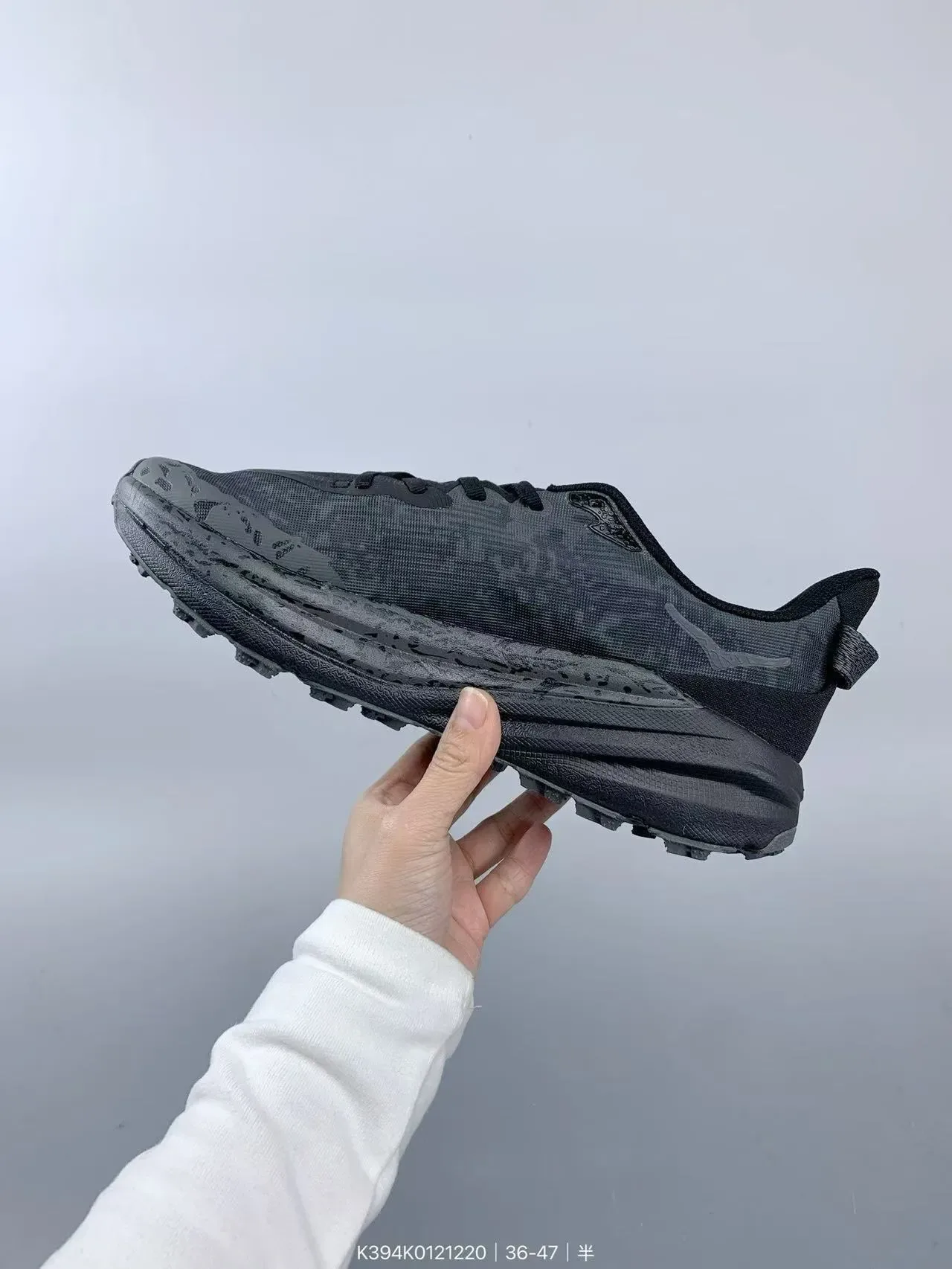 Hoka Speedgoat Black Gray Monochrome Aggressive Tread Running Shoes 9