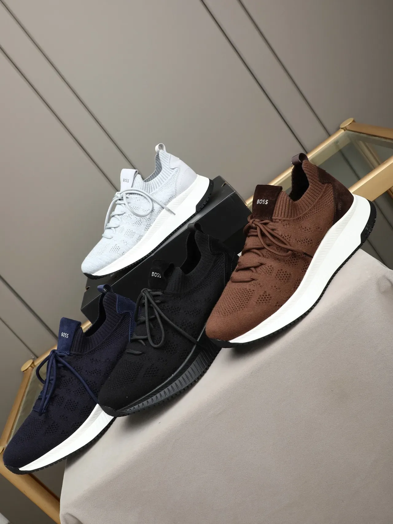 Hugo Boss Black Knit Lace-Up Lifestyle Sneakers 2