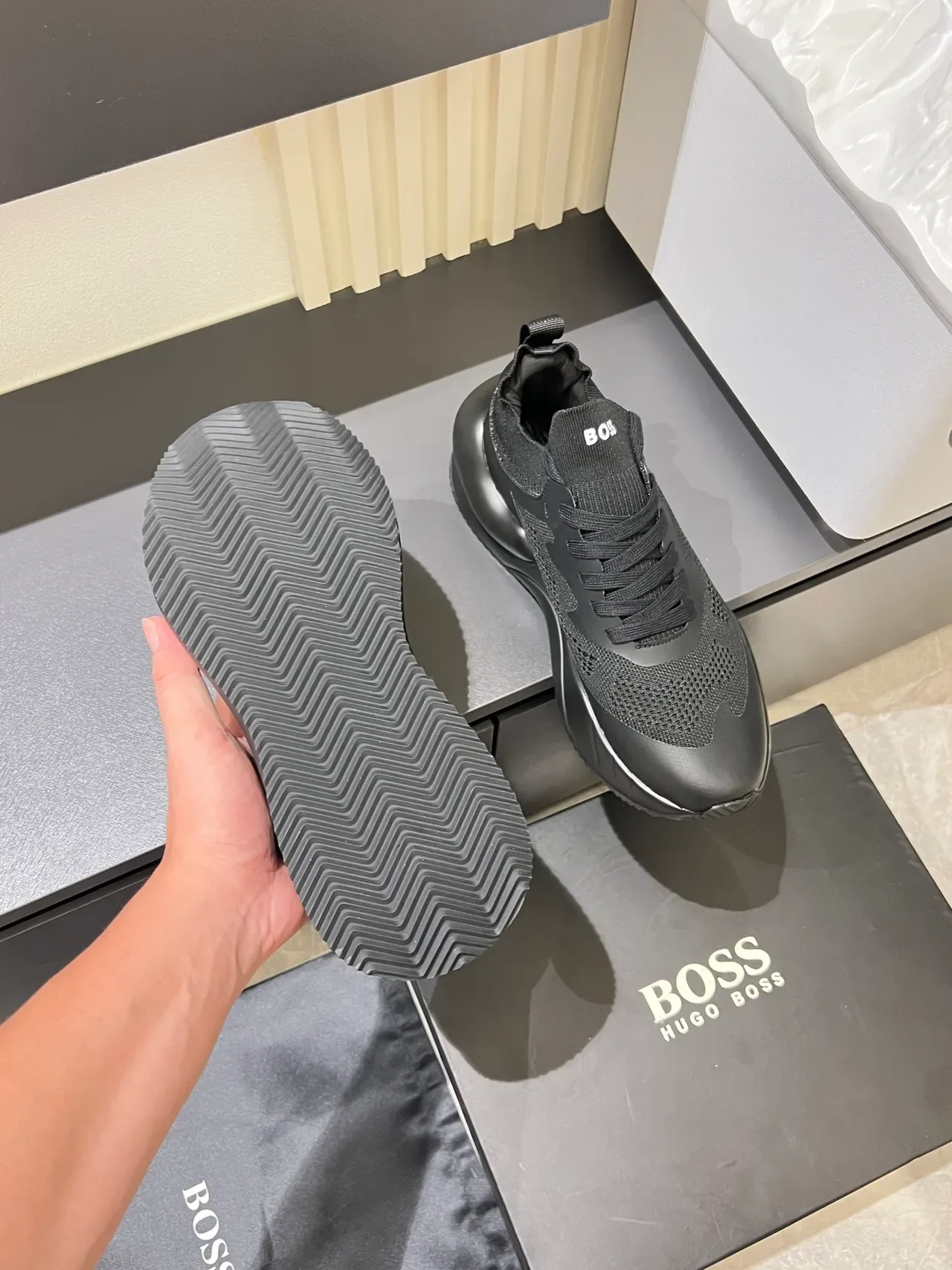 Hugo Boss Black Mesh Knit Chunky Sole Lifestyle Sneakers 3