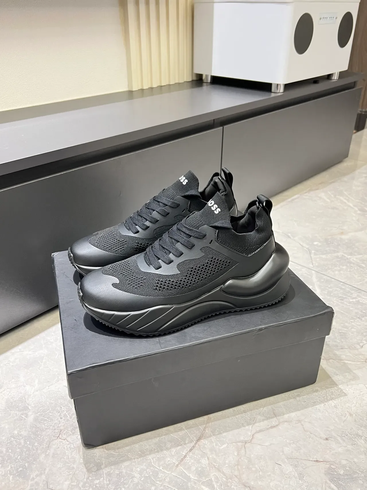 Hugo Boss Black Mesh Knit Chunky Sole Lifestyle Sneakers 4