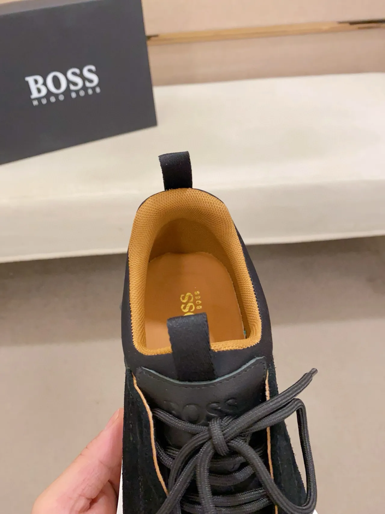 Hugo Boss Black White Suede Upper Oversized Platform Sole Chunky Sneakers 6