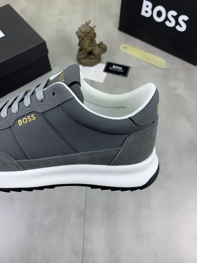 Hugo Boss Gray Suede and Leather Lace-Up Lifestyle Sneakers 4