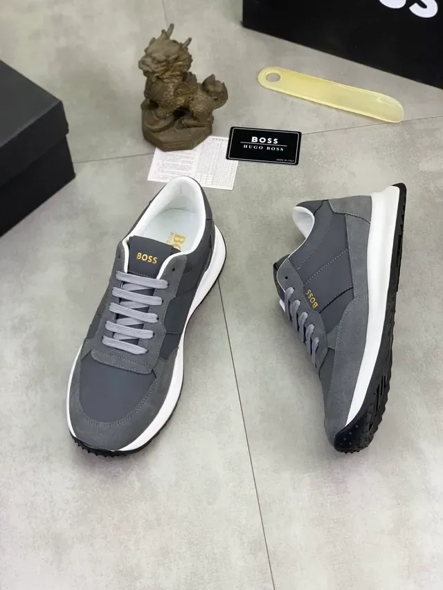 Hugo Boss Gray Suede and Leather Lace-Up Lifestyle Sneakers 5