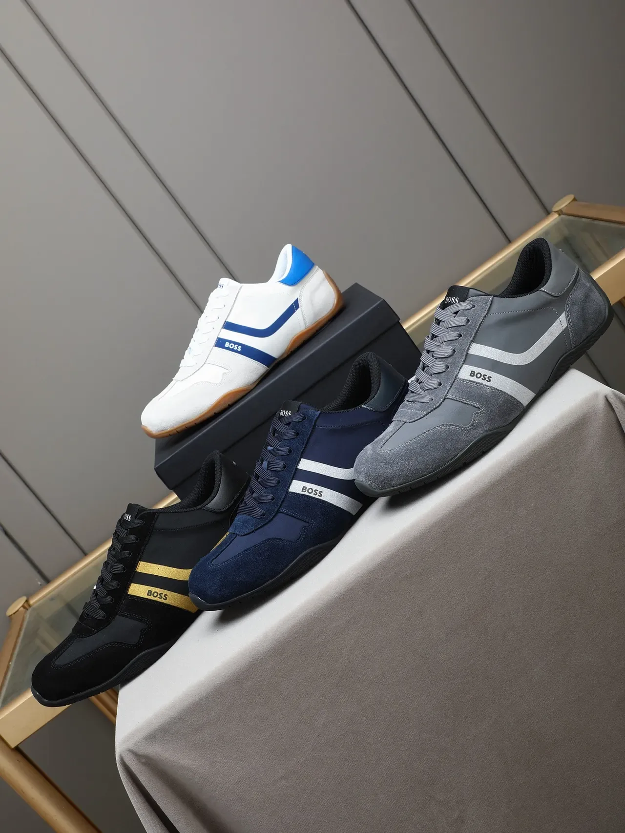 Hugo Boss Gray Suede and Synthetic Lace-Up Lifestyle Sneaker 2
