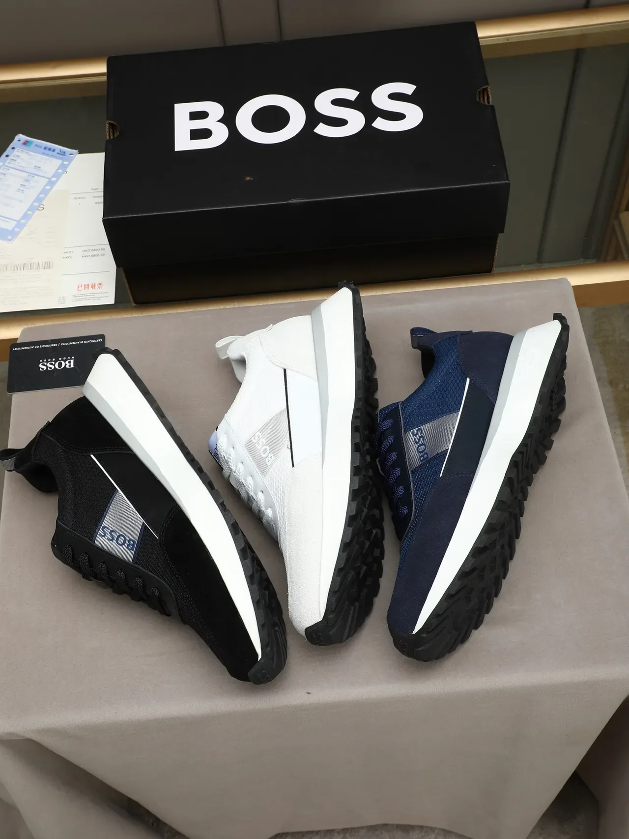 Hugo Boss Navy and White Platform Lifestyle Sneakers 2