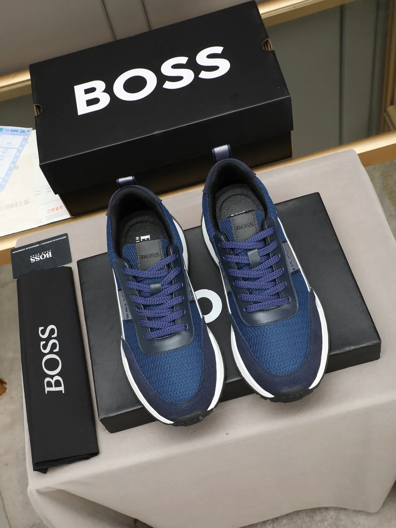 Hugo Boss Navy and White Platform Lifestyle Sneakers 3