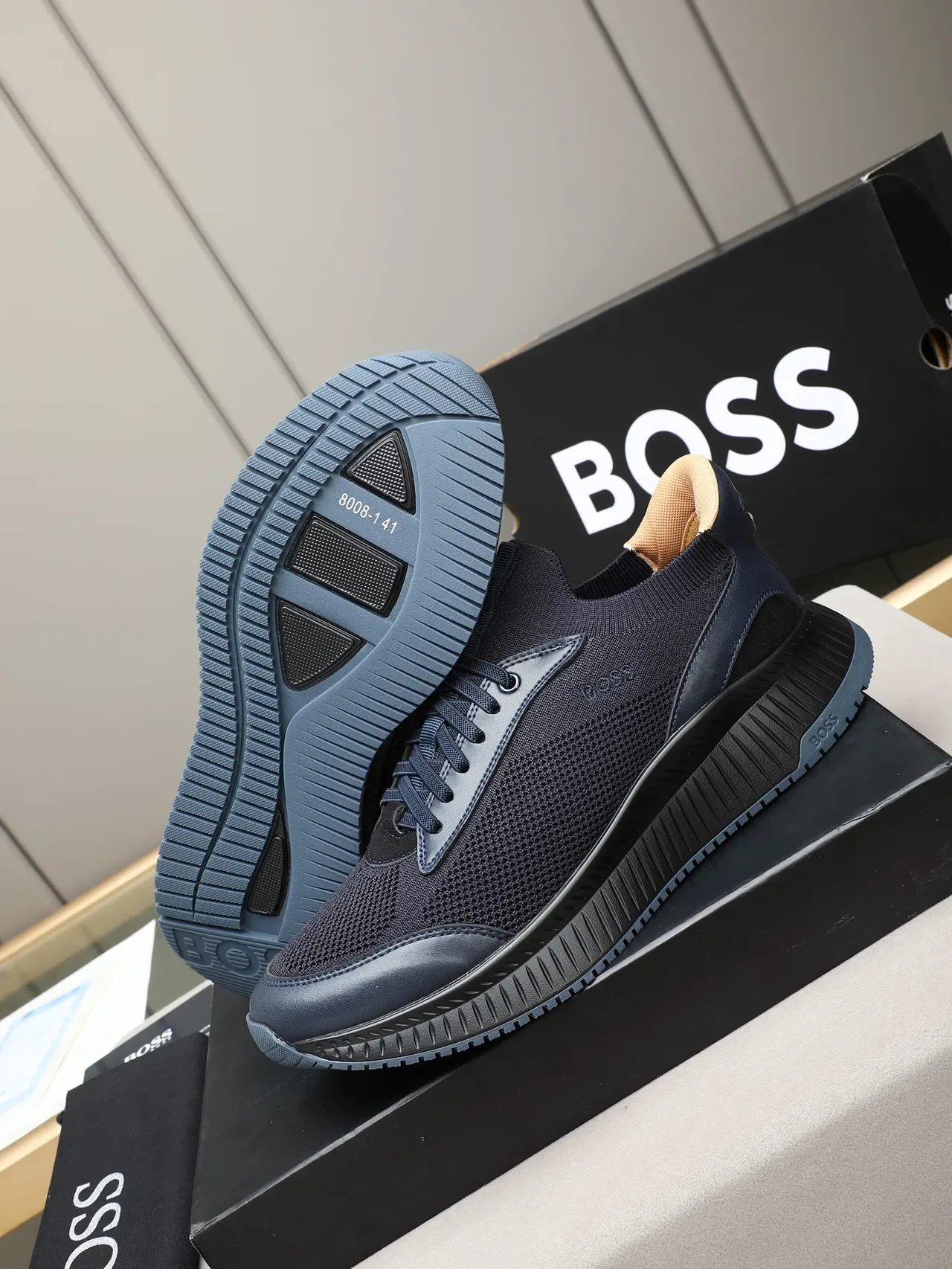 Hugo Boss Chaussures Lifestyle en Knit et Synthétique Navy 4