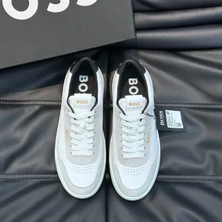 Hugo Boss White and Gray Low-Top Lifestyle Sneakers
