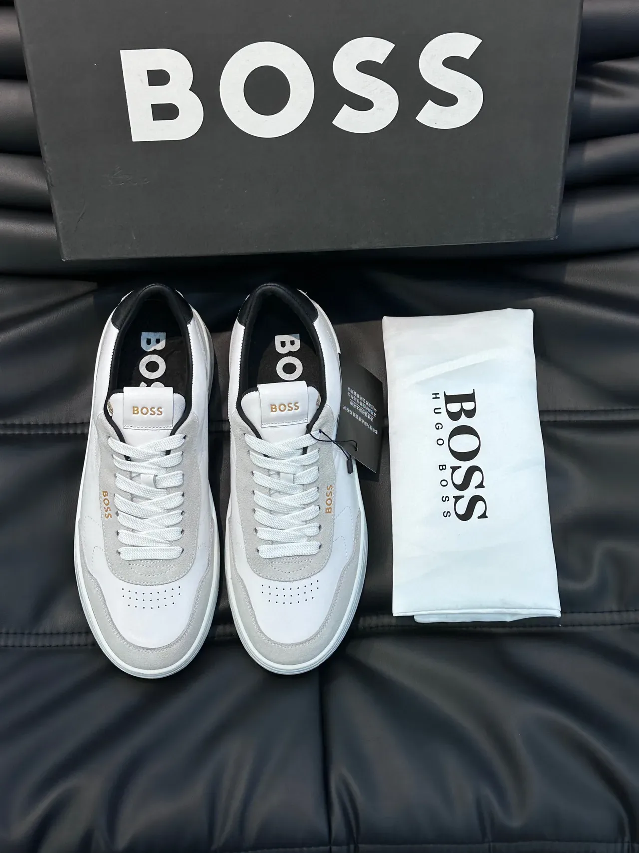 Hugo Boss White and Gray Low-Top Lifestyle Sneakers 8