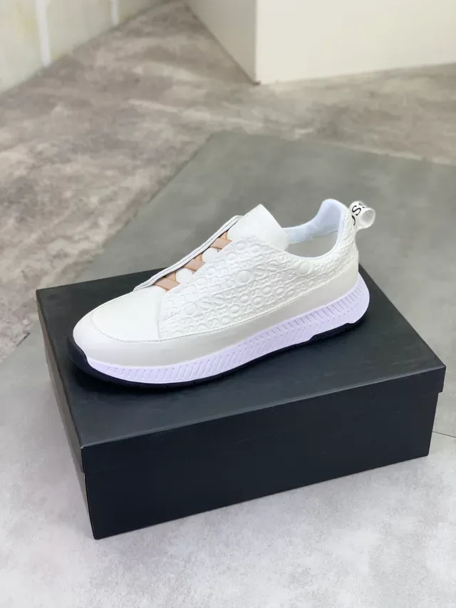 Hugo Boss White Embossed Monogram Slip-On Lifestyle Sneaker 4