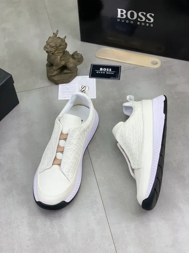 Hugo Boss White Embossed Monogram Slip-On Lifestyle Sneaker 5