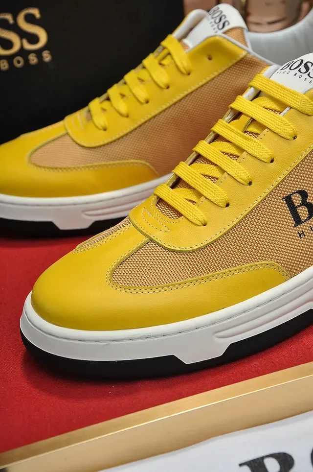 Hugo Boss Yellow and Gold Mesh-Synthetic Low-Top Lifestyle Sneaker 2