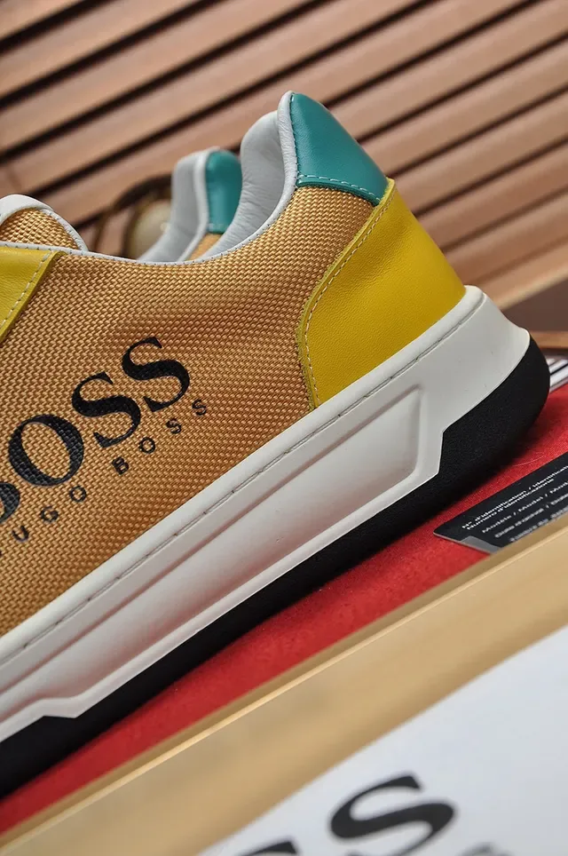 Hugo Boss Yellow and Gold Mesh-Synthetic Low-Top Lifestyle Sneaker 3