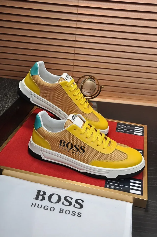 Hugo Boss Yellow and Gold Mesh-Synthetic Low-Top Lifestyle Sneaker 4