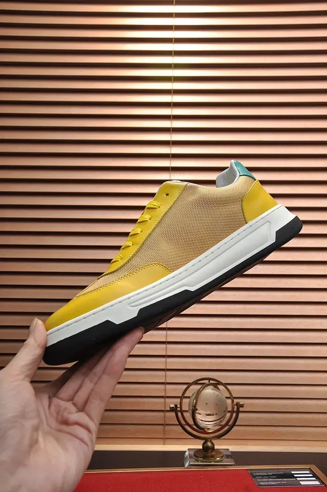 Hugo Boss Yellow and Gold Mesh-Synthetic Low-Top Lifestyle Sneaker 5