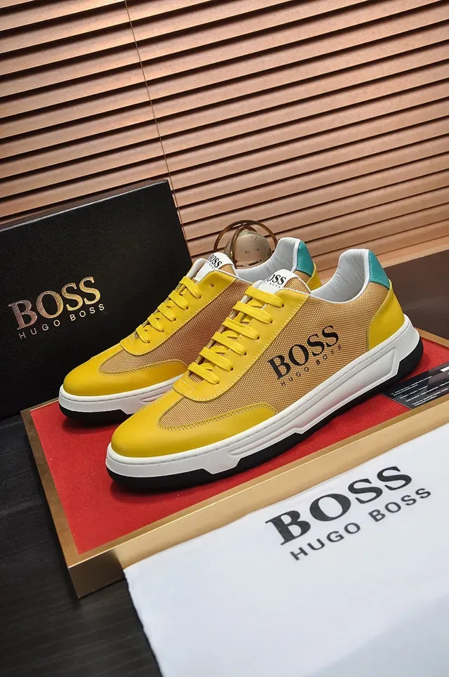 Hugo Boss Yellow and Gold Mesh-Synthetic Low-Top Lifestyle Sneaker 6