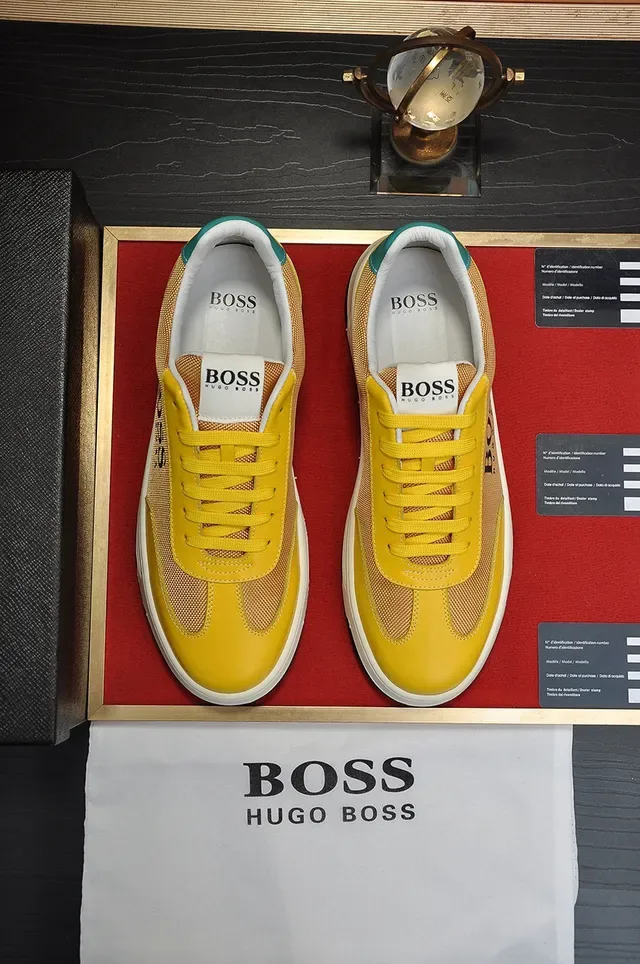 Hugo Boss Yellow and Gold Mesh-Synthetic Low-Top Lifestyle Sneaker 7