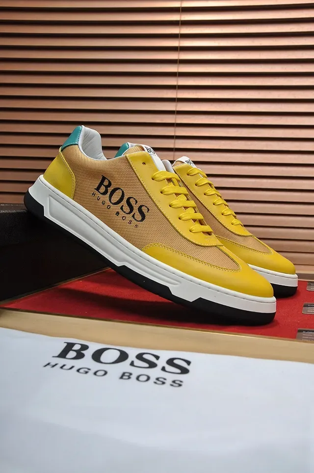 Hugo Boss Yellow and Gold Mesh-Synthetic Low-Top Lifestyle Sneaker 8