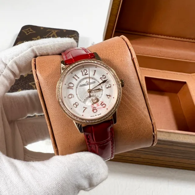 Jaeger-LeCoultre Rendez-Vous Diamond Bezel Red Alligator Strap Mechanical Watch 4