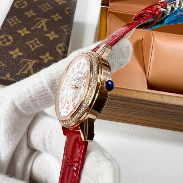 Jaeger-LeCoultre Rendez-Vous Diamond Bezel Red Alligator Strap Mechanical Watch 6