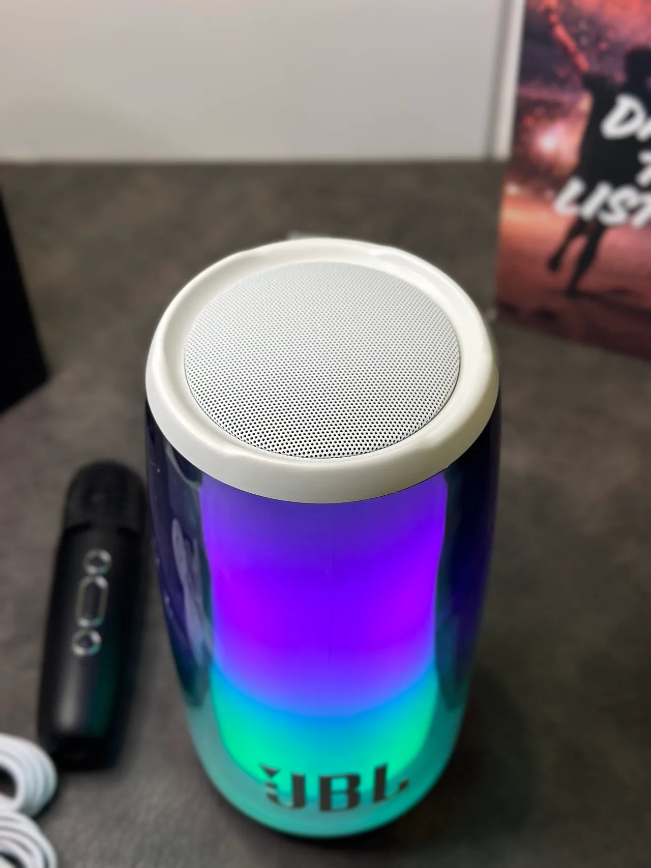 JBL Gray White Cylindrical Transparent Body Top And Base Portable Speaker 3
