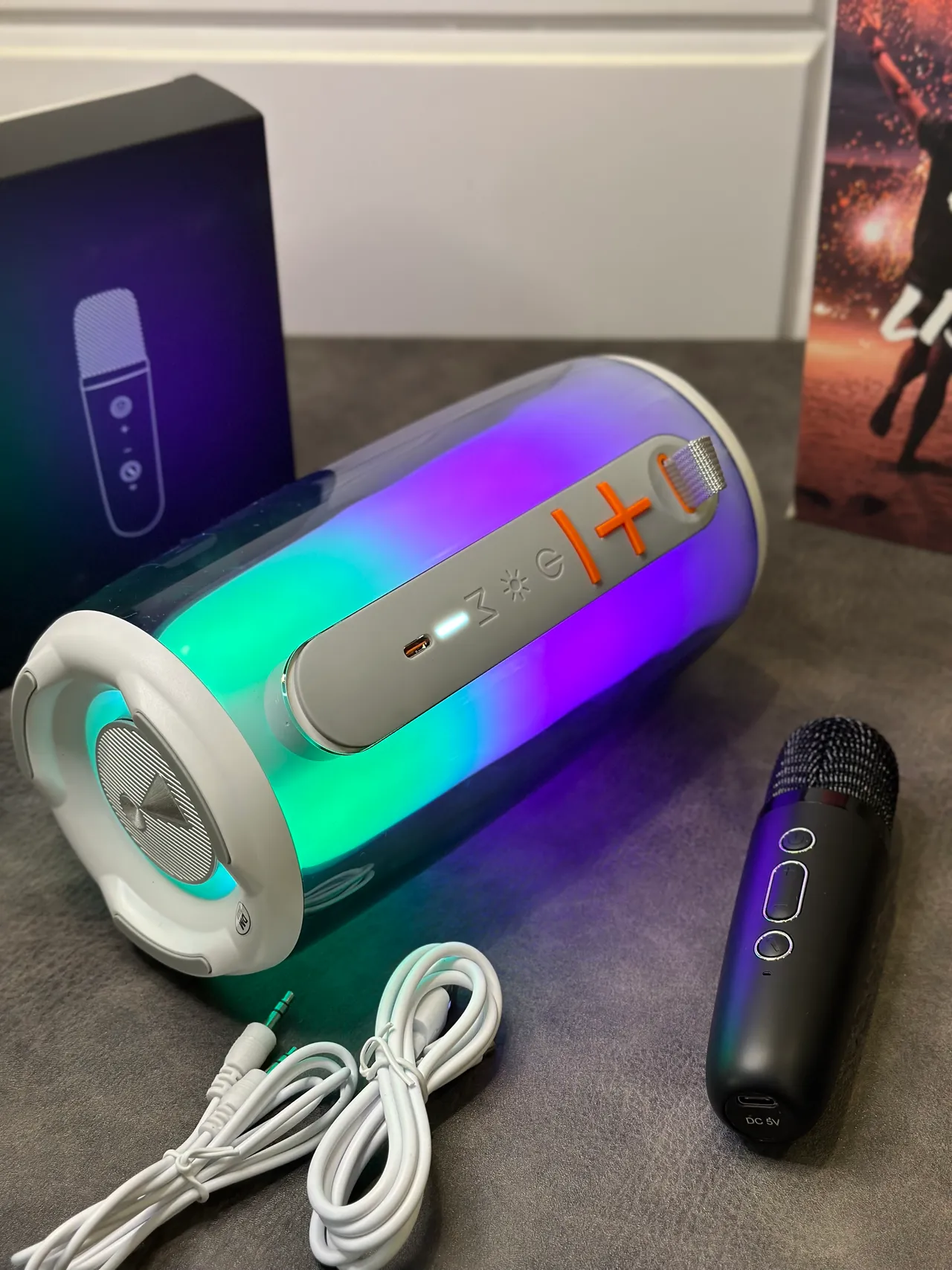 JBL Gray White Cylindrical Transparent Body Top And Base Portable Speaker 6