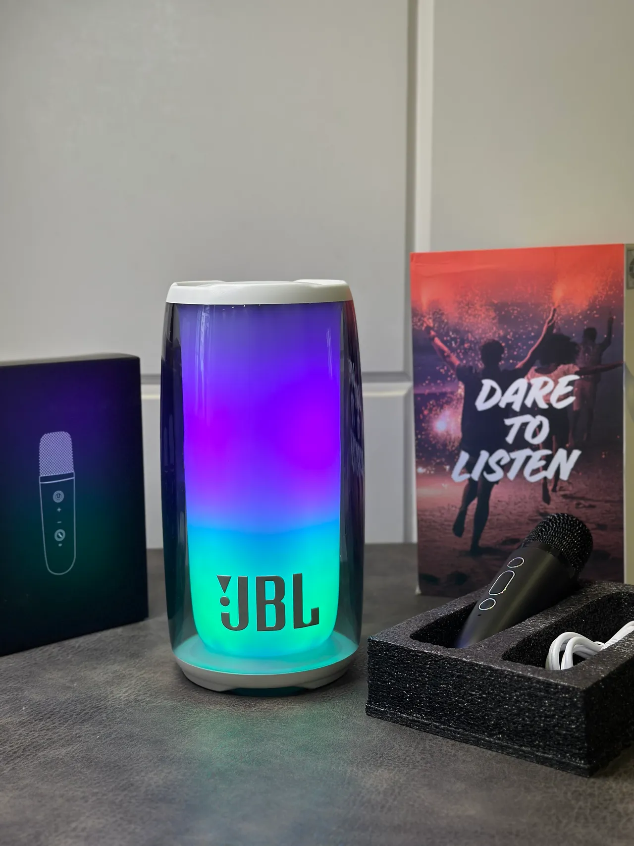 JBL Gray White Cylindrical Transparent Body Top And Base Portable Speaker 7