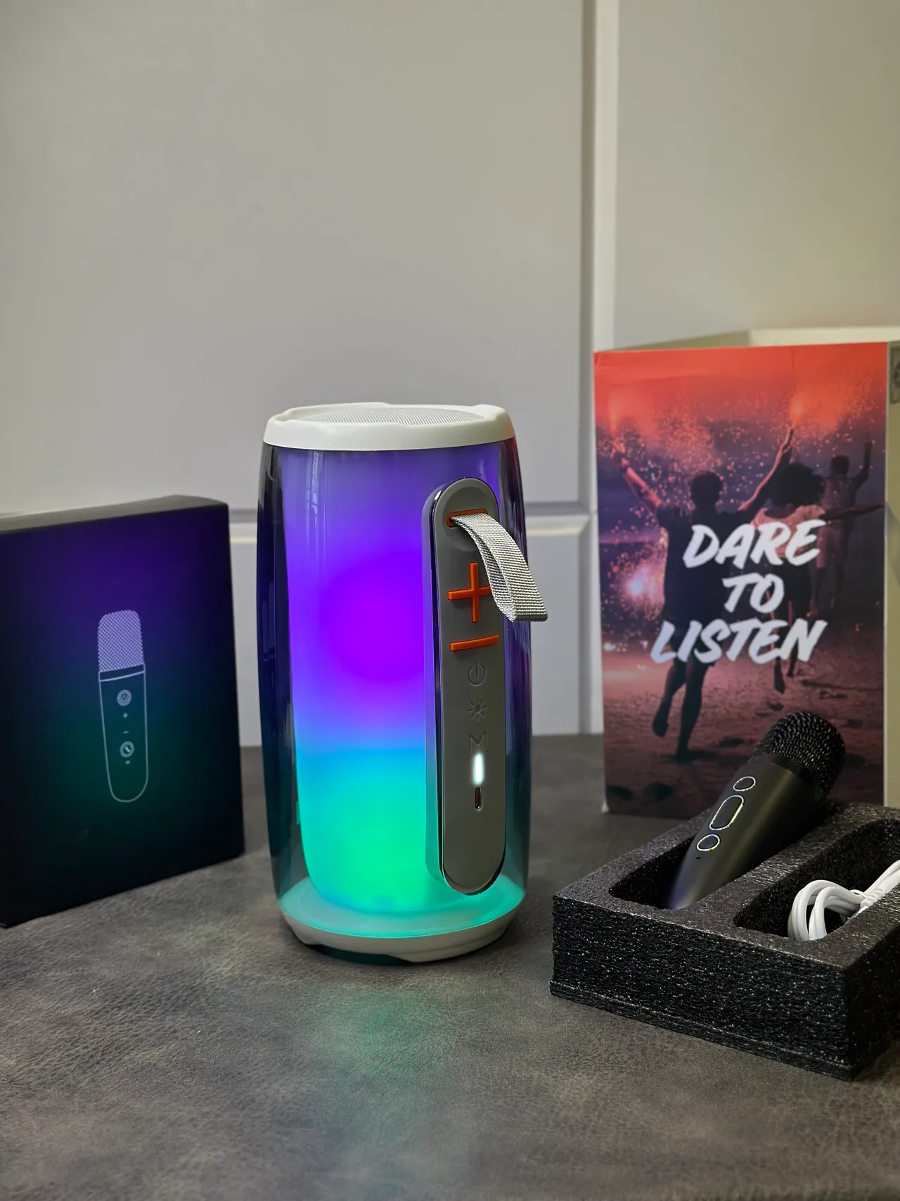 JBL Gray White Cylindrical Transparent Body Top And Base Portable Speaker 8