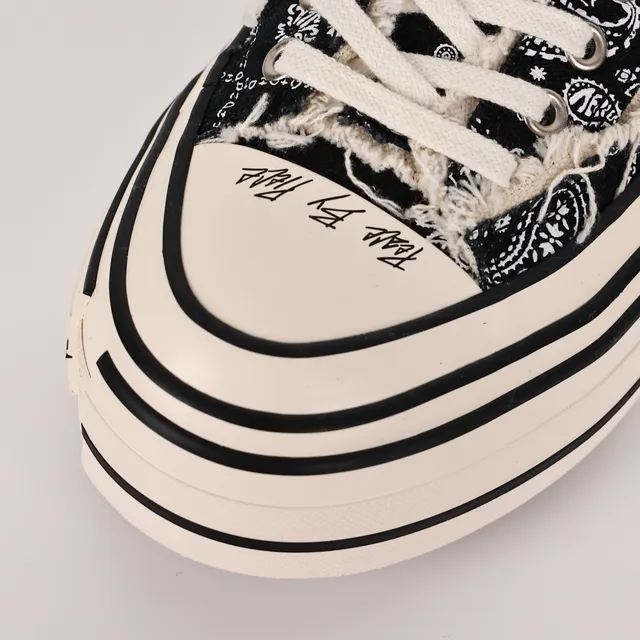 JW Anderson Bandana Sneaker Black White Canvas Frayed Raw-Edge Collar Lifestyle Sneakers 5