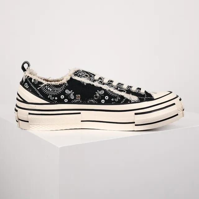 JW Anderson Bandana Sneaker Black White Canvas Frayed Raw-Edge Collar Lifestyle Sneakers 7
