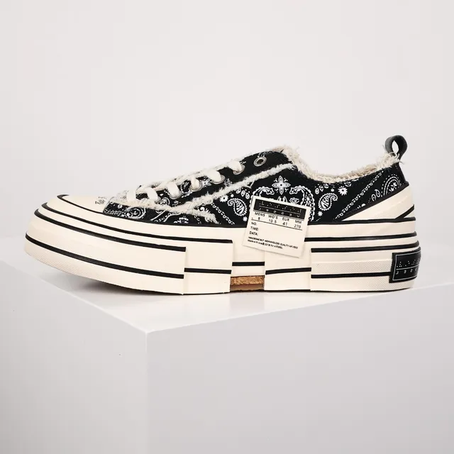 JW Anderson Bandana Sneaker Black White Canvas Frayed Raw-Edge Collar Lifestyle Sneakers 9