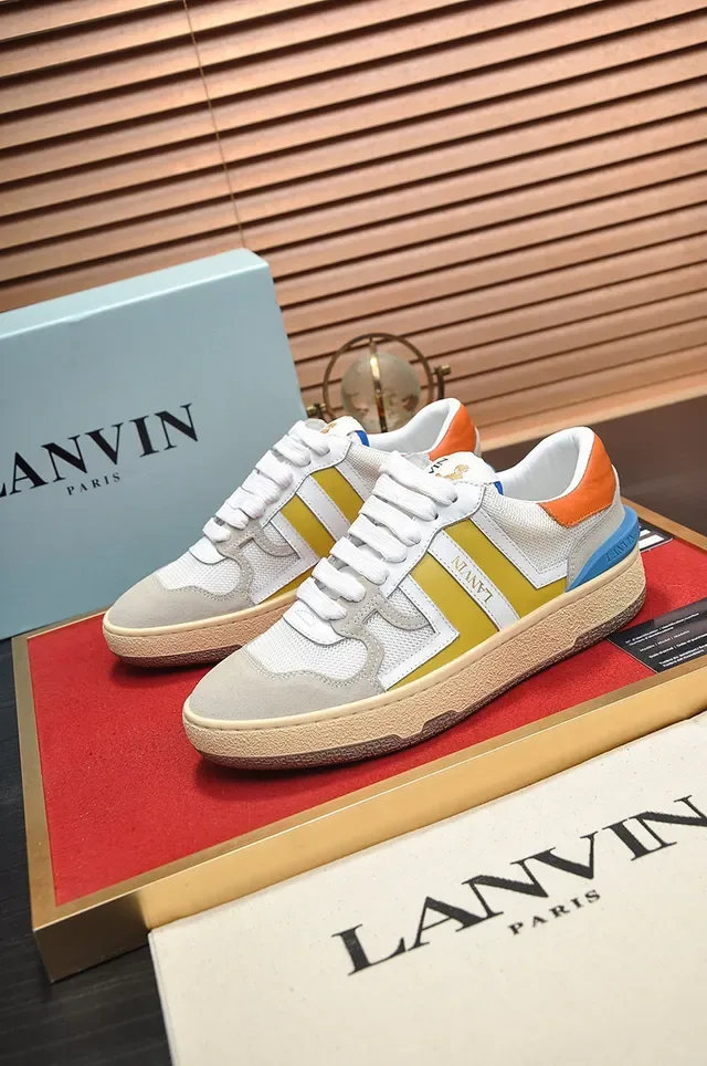 Lanvin Multicolor Striped Mixed-Material Cupsole Sneakers 1