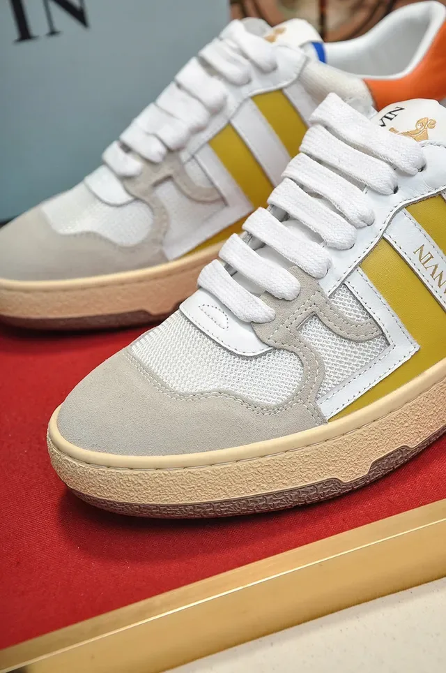 Lanvin Multicolor Striped Mixed-Material Cupsole Sneakers 2