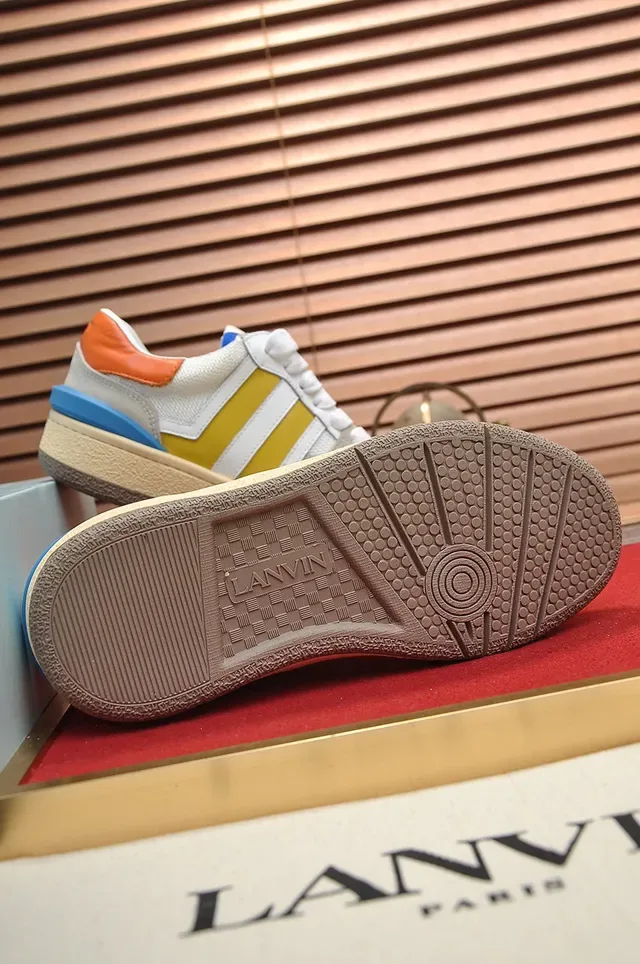 Lanvin Multicolor Striped Mixed-Material Cupsole Sneakers 4