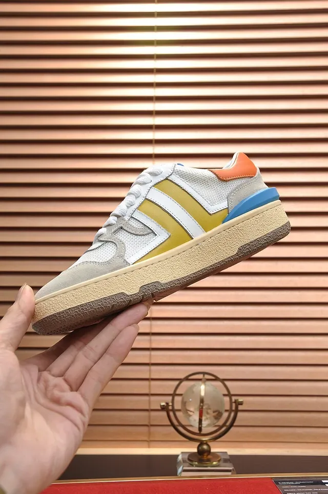 Lanvin Multicolor Striped Mixed-Material Cupsole Sneakers 6