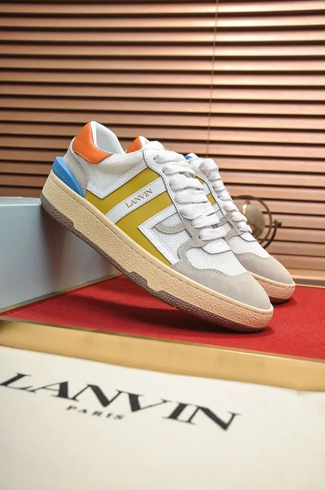Lanvin Multicolor Striped Mixed-Material Cupsole Sneakers 7