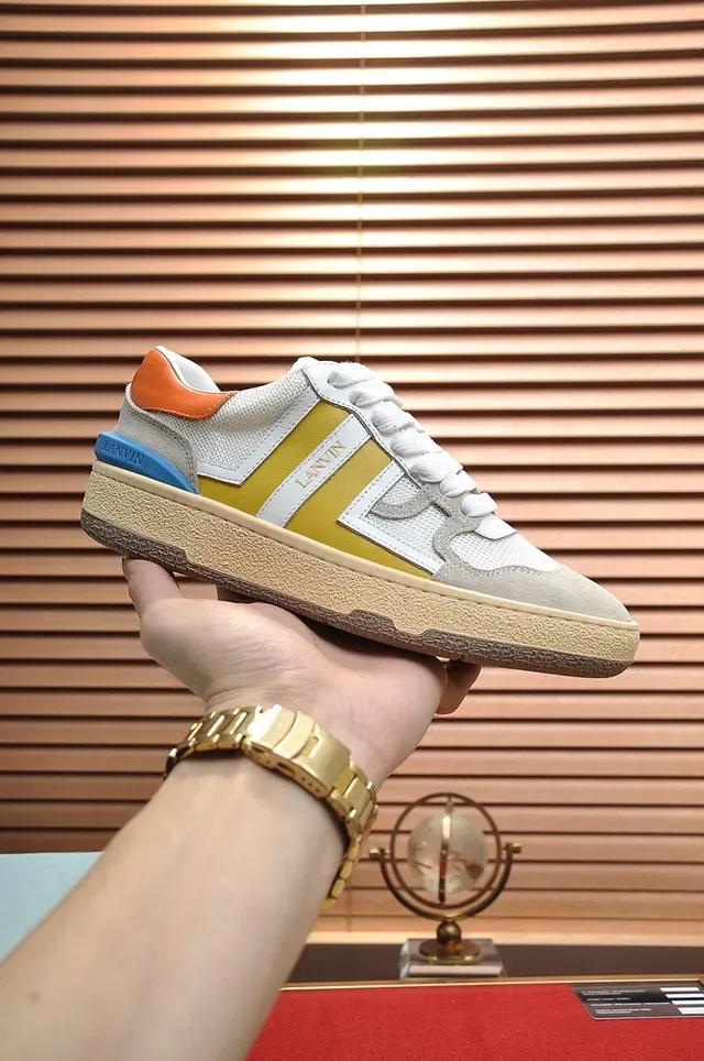 Lanvin Multicolor Striped Mixed-Material Cupsole Sneakers 8