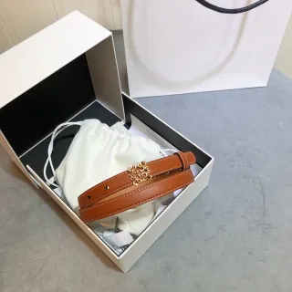 Loewe Anagram Belt Brown Gold Narrow Buckle Leather Belt