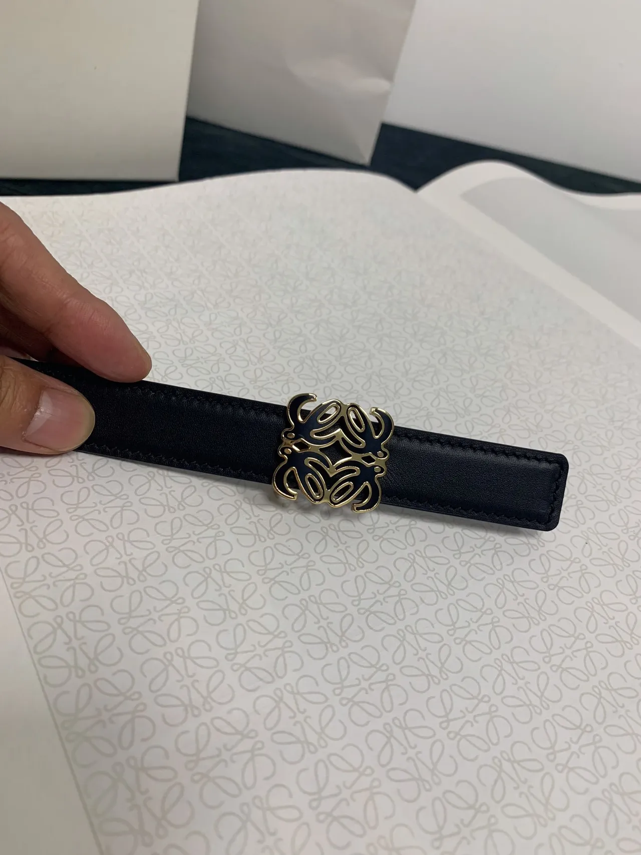 Loewe Anagram Black Leather Belt 3