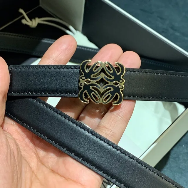 Loewe Anagram Black Leather Belt 5