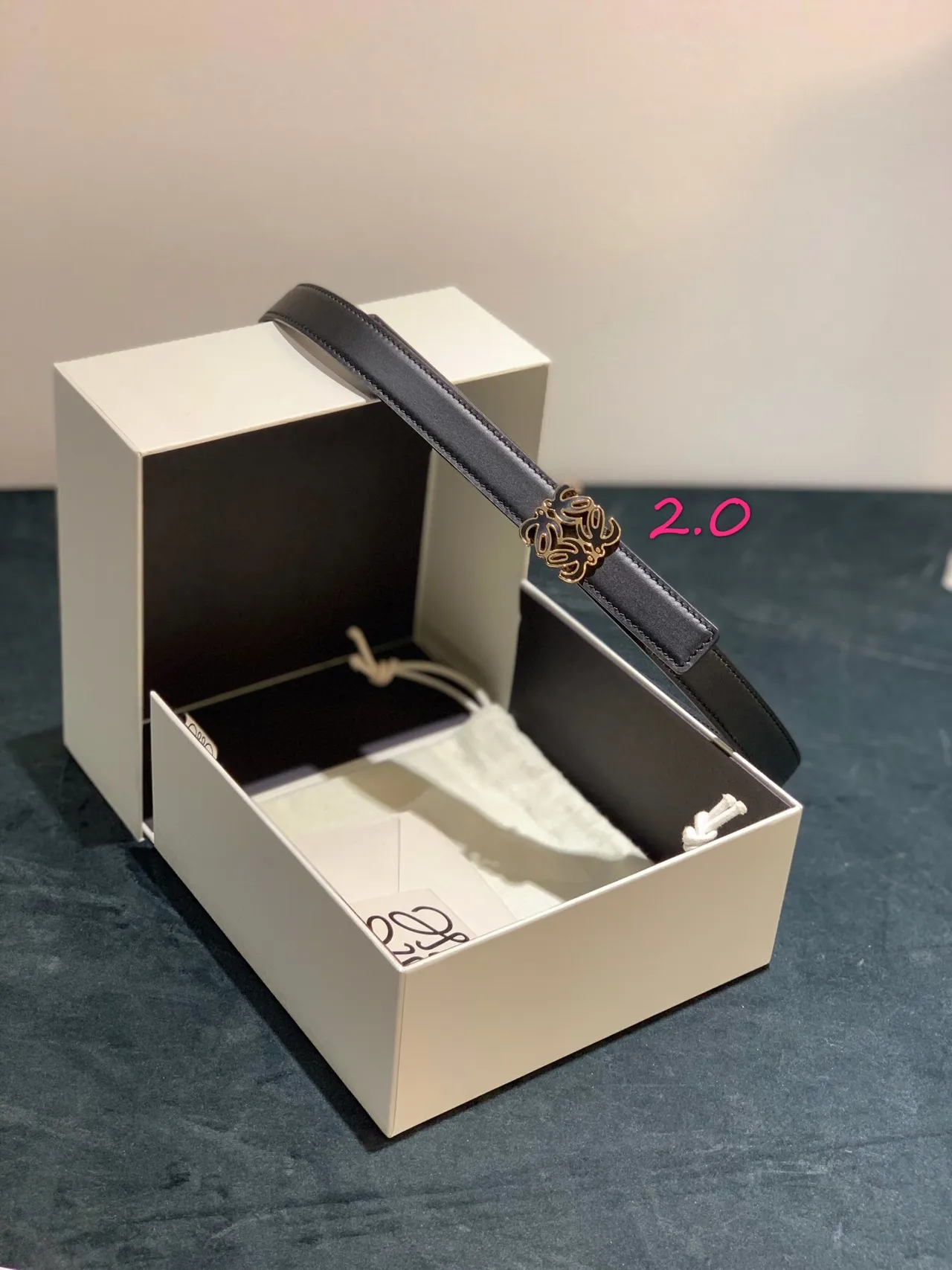 Loewe Anagram Black Leather Belt 9