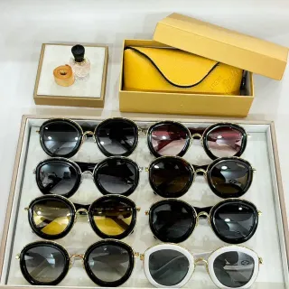 Loewe Black Gold Round-Oval Acetate Rim Metal Accents Sunglasses