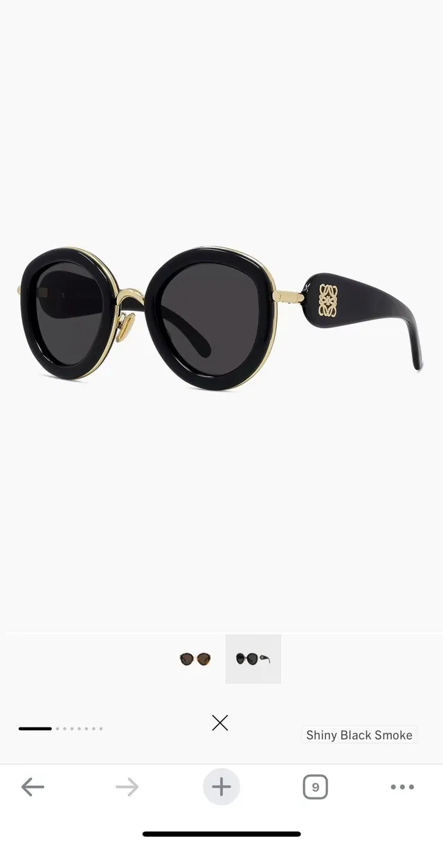 Loewe Black Gold Round-Oval Acetate Rim Metal Accents Sunglasses 4