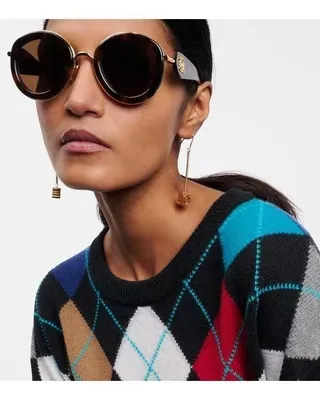 Loewe Black Gold Round-Oval Acetate Rim Metal Accents Sunglasses 6