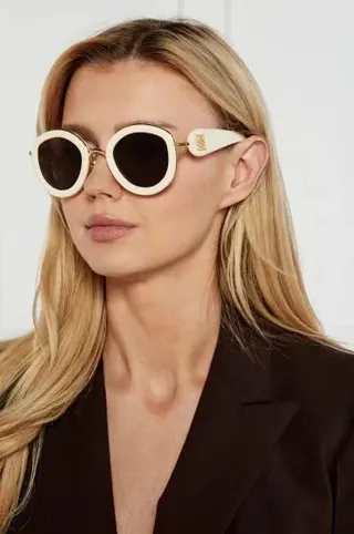 Loewe Black Gold Round-Oval Acetate Rim Metal Accents Sunglasses 9