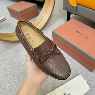 Loewe LP Dots Walk Brown Pebbled Leather Loafer