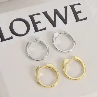 Loewe Silver Gold Minimalist Hinged Hoop Earrings