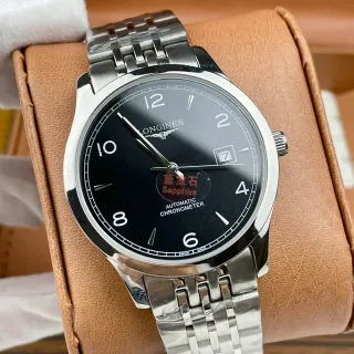 Longines Black Silver Classic Dress Dial Mechanical Watch